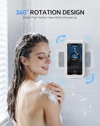 UPRONE Shower Phone Holder Waterproof - 480° Rotatable Retractable Adjustable Phone Case for Shower - Bathroom Accessories Wall Mount Phone Holder for iPhone 17/16 Pro Max, S25 Ultra,4-7" Cellphones - Thumbnail 2