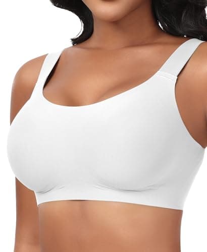 Ganado Seamless Wireless Bras for Women Full Coverage No Underwire Supportive Bras Padded T Shirt Bra Comfort Bralette (White X-Large)
