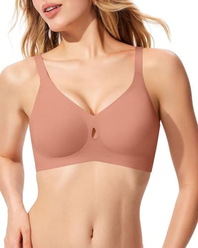 ProKloud Bras for Women No Underwire Wireless Jelly Bras Full Coverage Seamless Push Up Bralettes Support Tshirt Bra Dirty Pink - Image 1