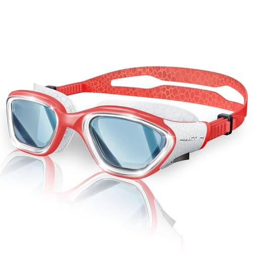 Whale Swim Goggles, HD Anti-Fog Goggles, Unisex | 100% UV Protection | Anti-Fog Design (Sunset Red)