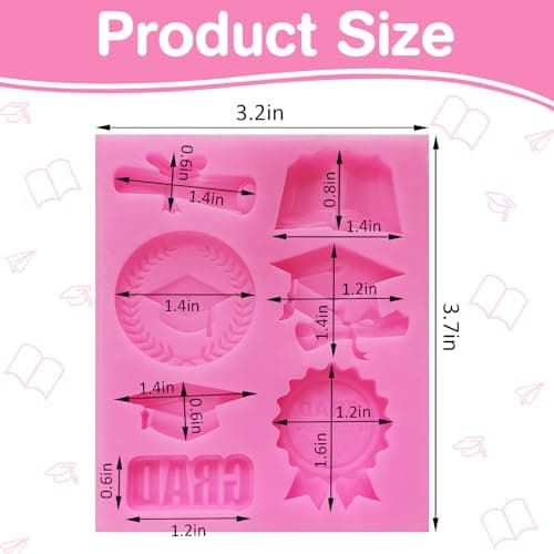 Chocolate Molds Graduation Candy Silicone Molds Fondant Tools for Graduation Cake Topper Decorations Cupcake Toppers Congratulations Congrats Grad Cap Diploma Class of 2026 Party Favors, 7 Cavities - Thumbnail 4