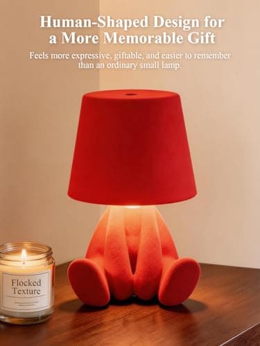 ytydo Human-Shaped Rechargeable Table Lamp: Flocked Texture - Softer Look & Warmer Presence for Holiday Mood and Accent Corners - Dimmable 3 Color Temps - Thumbnail 2