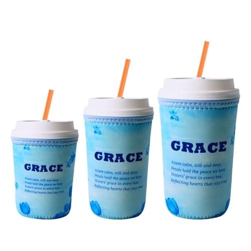 josake Iced Coffee Sleeve - Reusable Insulated Neoprene Cup Sleeve for Cold Drinks Keeps Drinks Cold & Hands Dry, Fit Most Standard Tumblers (Blue Radiance, large: 30-34oz)