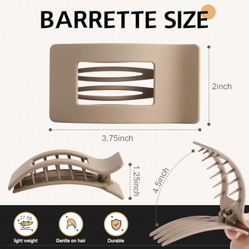 8 Pack French Flat Hair Clips for Women – Large Matte No-Slip Claw clips for Thick & Thin Hair, Strong Hold Styling Barrettes Accessories (Neutral) - Thumbnail 2
