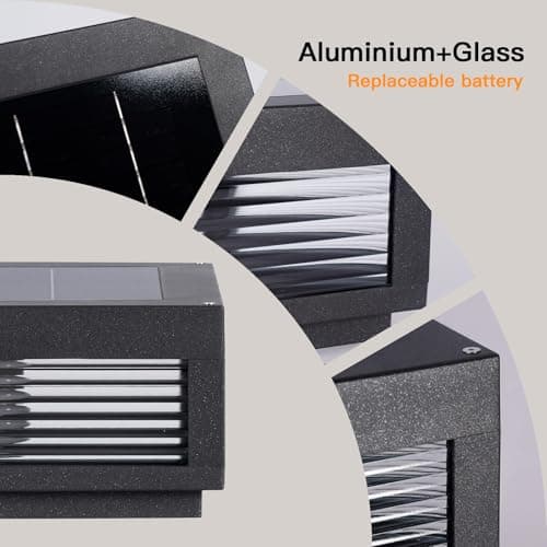 PAKEDANDUN Solar Post Light,11.81''x11.81'' Waterproof Column Pillar Lights Dusk to Dawn Modern Lamp Posts 3000K LED E26 Bulb Decoration Lantern for Garden Fence Patio Driveway - Thumbnail 3