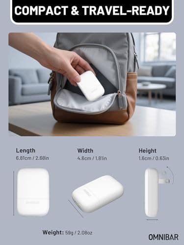 Omnibar Slim Flat 30W USB C Charger Block, GaN Fast Wall Charger with Foldable Plug, PD 3.0 PPS Type C Power Adapter for iPhone 17/16/15 Series, Samsung Galaxy S26/S25, Pixel 10, iPad, AirPods, White - Thumbnail 5