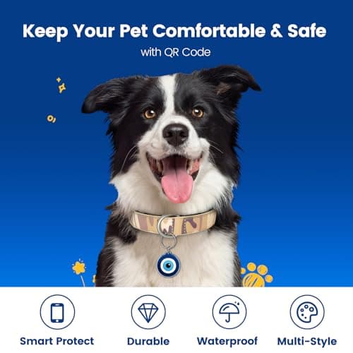 QR Code Pet ID Tags for Dogs & Cats, Guardian Spirit Series 5Pcs, Evil Eye, Hamsa Hand & Celtic Knot Symbols, Scan QR for Instant Location Alerts, Emergency Contact, Dog Collar Charms, Keychain - Thumbnail 3