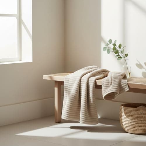 NALIVO 6-Piece Bath Towel Set(30"x60"), 2 Large Bath Towel Sheets, 2 Hand Towels and 2 Washcloths - Highly Absorbent Quick Dry Microfiber,Ultra Soft Towel Set for Bathroom (Beige) - Thumbnail 4