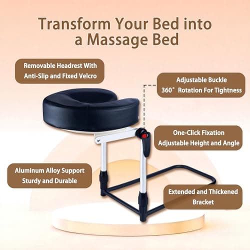 Massage Head Rest for Bed At Home Mattress,Adjustable Face Cradle Pillow for Bed,Face Down Pillow After Eye Surgery,Portable Massage Pillow Face Cradle for Masseur Couple (Black,Adjustable 6-17 in) - Thumbnail 6