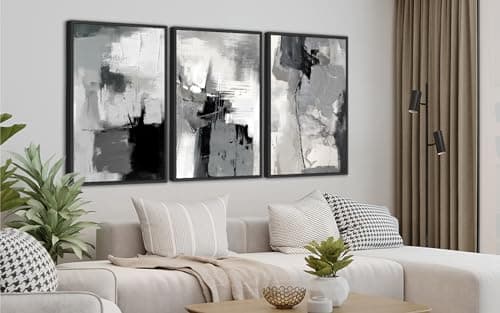 ASDCEUTICALS Large Framed Wall Art - Natural Framed Abstract Canvas Pictures for Living Room Modern Canvas Prints for Bedroom, Black Float Framed Art for Home Office Kitchen Decor 24" X 36" X 3pcs - Thumbnail 2