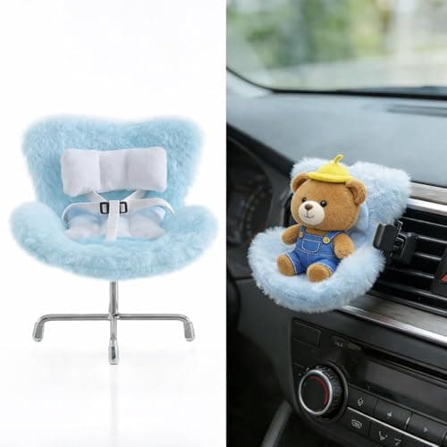 Ezcora Cute Car Accessories for 10-17cm Dolls, Doll Car Seat with Clip onto Car Air Vent, Includes Seat Leg for Desktop Display (Blue)