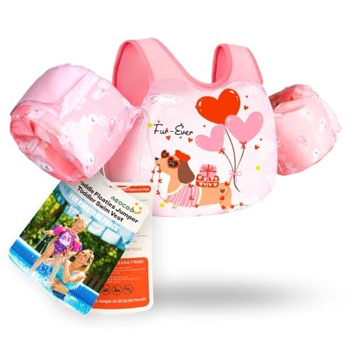 AEOCOO Puddle Float Jumper 20-30-50 Pounds, Toddler Swim Vest for 1-3-5 Years Old, Pool Floats with Swimming Arm Floaties Swim Jacket with Water Wings for Kids Swimmies, Boys, Girls, Niños, Puppy - Image 1