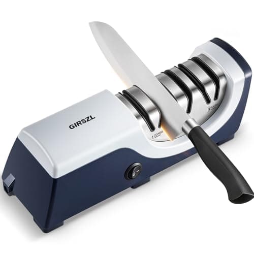 Kitchen Professional Electric Knife Sharpener: 3-Stage 100% Diamond Knife Sharpeners - 15° Precision Electric Sharpening Tool to Restore & Polish Chef Knives | Ideal Gift for Chefs & Dads