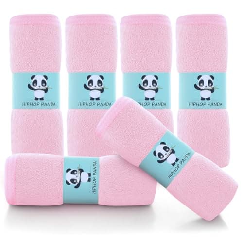 HIPHOP PANDA Baby Washcloths, Rayon Made from Bamboo - 2 Layer Ultra Soft Absorbent Newborn Bath Face Towel - Reusable Baby Wipes for Delicate Skin - Pink, 6 Pack - Image 1