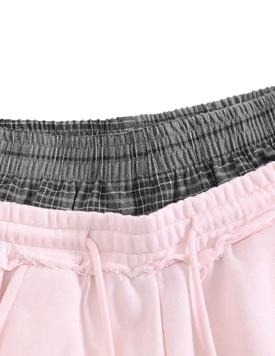 Aelfric Eden Baggy Wide Leg Sweatpants for Women Men Double Elastic Waisted Streetwear Y2K Casual Lounge Pants Trouser with Pockets Pink X-Small - Thumbnail 3