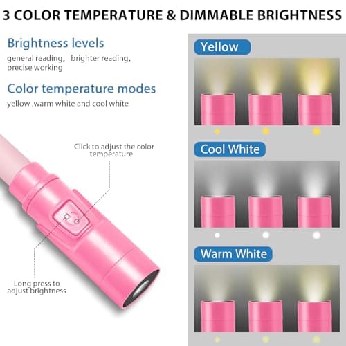 LUXJET 80 Hours Neck Light, Rechargeable Book Light for Reading with 3 Color Modes, Hands-Free Lamp for Camping, Crafts, Travel, Ideal Gift for White Elephant Stocking Stuffer - Thumbnail 3