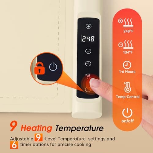 Warming Mat For Food Extra Large- 36"x16" Electric Warming Trays for Buffets Party, Food Warmers For Thanksgiving, Christmas House Warming Gift, Portable Heating Mat with 9 Temp Settings & 6H Timer - Thumbnail 3
