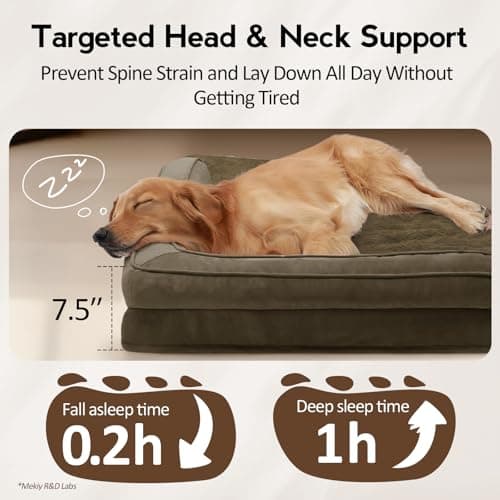 MEKIY Large Orthopedic Dog Bed with Sides Big Dog Beds with Removable Washable Cover Non-Slip Waterproof Pet Bed for Medium Large Dogs - Light Coffee L - Thumbnail 3