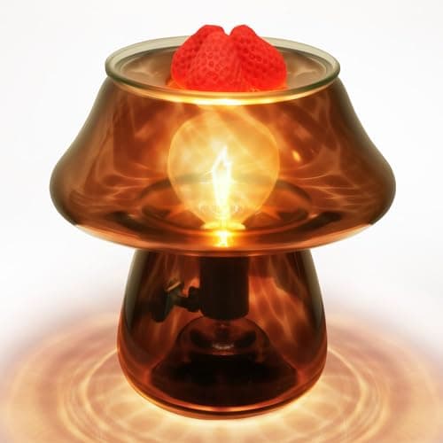 LUXARAPY Mushroom Desk Lamp - Small Vintage Table Lamp for Bedroom, Office, Bedside, Nightstand | Translucent Glass, Boho Aesthetic Western Home Decor for Living Room & Kitchen (Without Wax Cubes) - Image 1