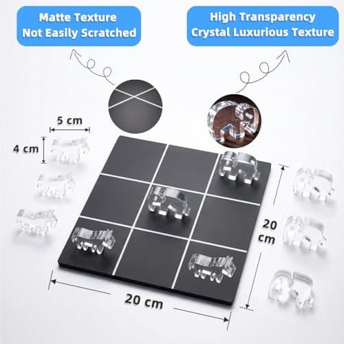 Lewabov Acrylic Tic Tac Toe Board Game - Modern Coffee Table Decor, Easter Basket Stuffers for Teens & Adults, Office Desk Accessories & Family Game Night Essentials,2‑in‑1 Game and Decor piece - Thumbnail 3