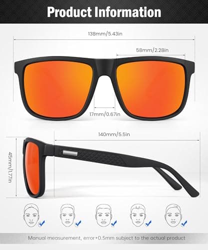 CIFOYA Sunglasses-for-Men Polarized Mens Sunglasses: Retro Sun glasses with UV Protection for Driving Fishing Golf - Thumbnail 4