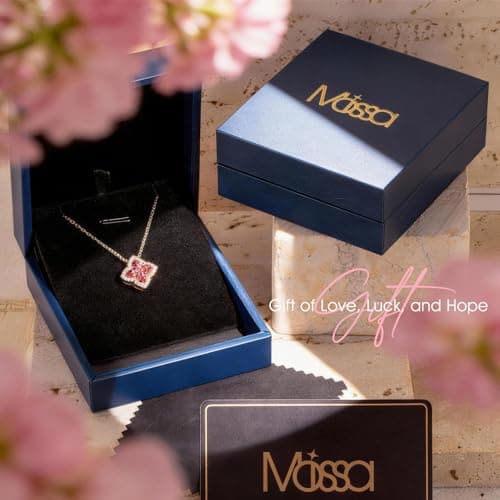Moissa Four-Leaf Clover 925 Sterling Silver Gold Plated Necklaces for Women, Lab Zircon Pendant Necklace, Birthday Gifts for Women Valentines Day Anniversary Jewelry Gift for Wife Girlfriend Mothers Day Gifts for Mom - Thumbnail 3