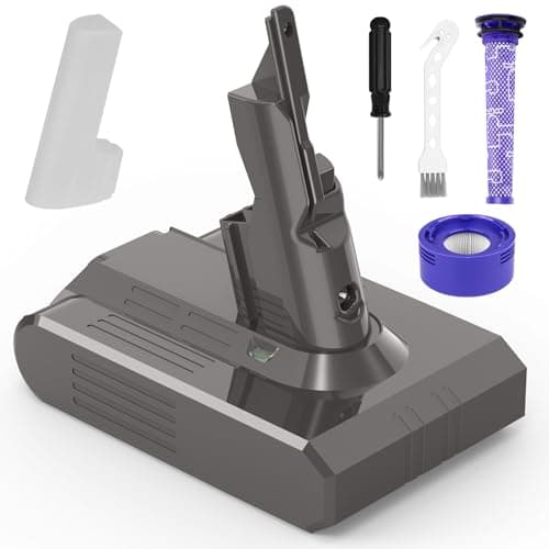 9500mAh Battery Replacement Compatible with Dyson V-7 Battery 21.6V - Compatible with Animal/ Absolute/ Motorhead/ Fluffy/ Trigger/ SV-11 Vacuum Cleaner with 2 Filters + Cleaning Brush + Screwdriver - Image 1