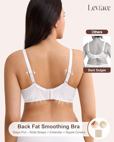 leviace Minimizer Bra Women Full Coverage Underwire, White, 40D - Thumbnail 3