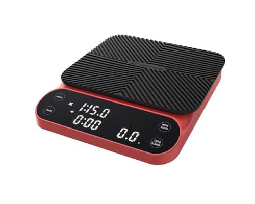 Maestri House S3 Coffee Scale with Timer, 3kg/0.1g Rechargeable Digital Scale, 3 Brew Modes, Adjustable Ratios & Flow Rate Display, Barista-Grade for Pour-Over, Espresso, French Press – Red - Image 1