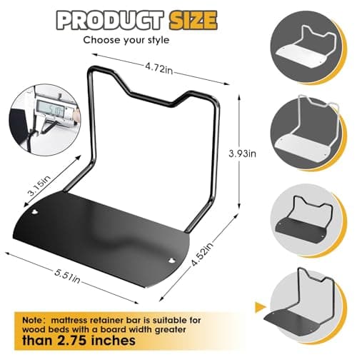 Mdkave Mattress Slide Stopper,Mattress Retainer Bar,Mattress Retainer Bar for Adjustable Bed,Wider Taller Non Slip Mattress Gripper,Anti Mattress Slide for Most Soft Bed(Black,3.93" H,4 Pack) - Thumbnail 2