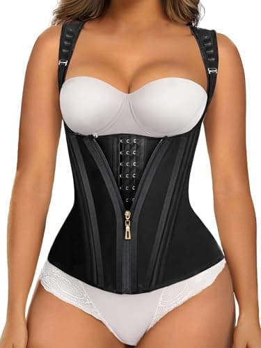 SHAPERX Waist Trainer Corset for Women Tummy Control Sport Girdle Hourglass Waist Cincher Body Shaper with Steel Boned SZ7293-Black-S - Image 1