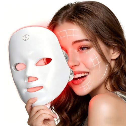 XANBYYE Red Light Therapy for Face, LED Face Mask Light Therapy Adjustable Brightness with 7-Color LED Facial Mask, Red Light Mask for Anti-Aging,Rechargeable Light Care Beauty Device for Home Use - Image 1