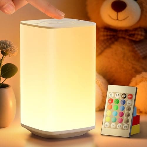 Auxmir Baby Night Light for Nursery, White 4000mAh Rechargeable Night Light with Remote & Touch Control, Dimmable Soft White Light, 256 RGB Colors, Timer for Nursing, Diaper Changes, Kids Bedroom - Image 1
