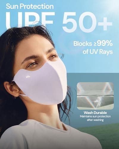 BENEUNDER Cooling Face Cover for Women UV Sun Protection UPF 50+ Breathable 3D Structured Summer Outdoor Activities Gray - Thumbnail 2