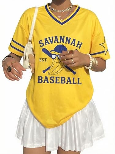 Baseball Jersey Shirts for Women - Baseball Savannahv T-Shirts Funny Game Day Fan Clothes Tops Yellow