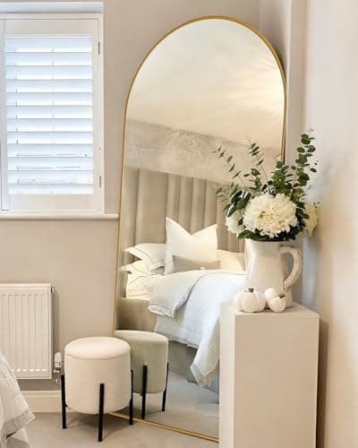 CQHVKQ 71"X32" Large Floor Mirror Full Length, Arched Full Length Mirror with Stand, Hanging Or Leaning Full Body Mirror for Bedroom Living Room (Gold) - Thumbnail 2