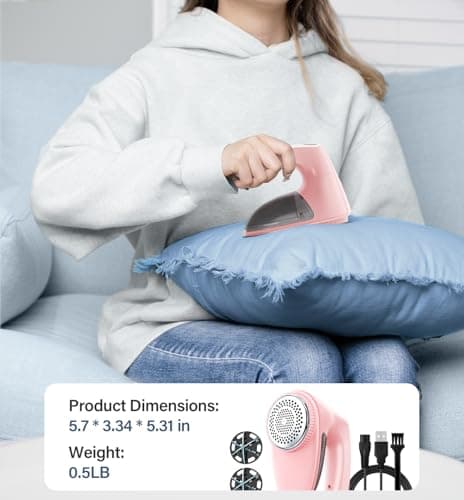 Bymore Fabric Shaver, Lint Shaver for Clothing Furniture Shaver, Sweater Defuzzer Pill Remover Shaver, Lint Remover for Clothing Fuzz-Pink - Thumbnail 6