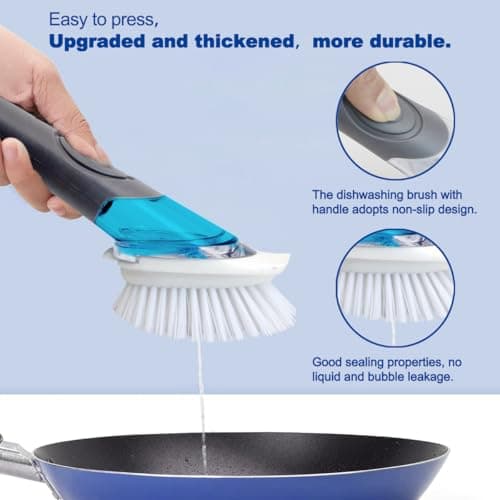 CELOX Dish Brush with Soap Dispenser, 1 Dish Wand & 3 Dish Brush Refill Heads - Thumbnail 2