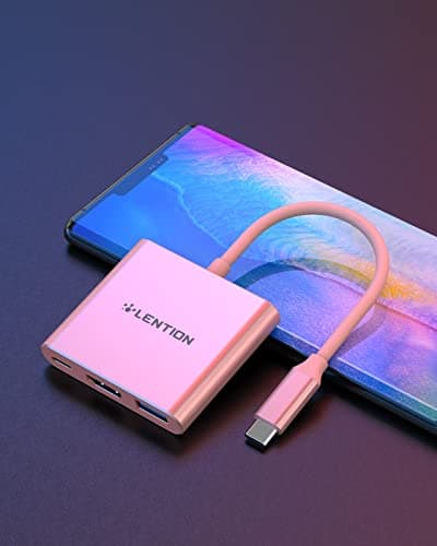 LENTION USB C to HDMI Adapter, USB C 3.0 Hub with 4K HDMI to USB C Adapter HDMI Converter with 100W Charging Compatible with MacBook Pro 2025-2016, MacBook Neo/Surface/Chrome/iPad Pro/TV (Rose Gold) - Thumbnail 6