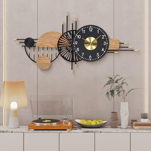 39x19 Inch Modern Silent Wall Clock Battery Powered for Living Room - Thumbnail 4