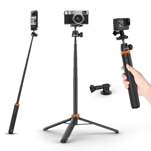 Rubesee Selfie Stick Tripod for Gopro Camera, 62" Extendable Tripod Stand with 360° Ball Head 1/4" Screw, Portable Lightweight Camera Tripod for GoPro Max Hero 13 12 11 10 9 8 DJI OSMO Action Camera - Image 1