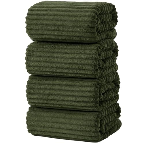 NALIVO 4 Pack Microfiber Bath Towels, 30x60 Inches Oversized Bath Sheets for Adults, Super Absorbent & Quick Dry Shower Towels, Lint Free Lightweight Body Towels for Bathroom,Gym&Travel (Olive Green)