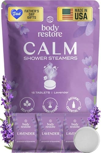 Body Restore Shower Steamers Aromatherapy 15 Pack – Fathers Day Gift for Dad, Luxury Spa Gifts for Men, Relaxation Stress Relief Self Care – Premium Lavender Essential Oil Tablets - Image 1