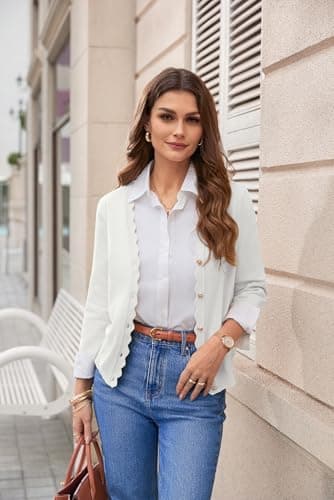 GRACE KARIN Ivory Cardigan for Women, Cropped 3/4 Sleeve Lightweight Knit Bolero Shrugs, Dressy Casual Top 2026 Spring Clothes - Thumbnail 5