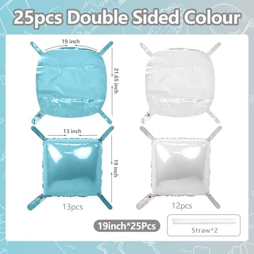 NISOCY 25PCS Pearl White and Light Blue Square Foil Balloons Wall Backdrop Double Sided Blue and White Balloons Arch Kit for Bridal Baby Shower Wedding Engagement Birthday Theme Party Decorations - Thumbnail 2