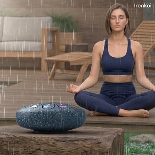 Rain Drum for Outside Garden, Steel Tongue Drum 6.8 Inch 13 Notes, Meditation Music Instrument, Meditation Outdoor, Unique and Unusual Gift Ideas, UV Printed Notes with Geometric Patterns(Navy) - Thumbnail 3