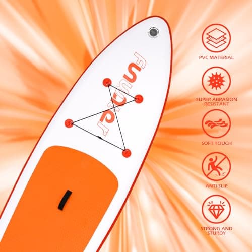 FunWater SUP Inflatable Stand Up Paddle Board 10'6×33"×6" Ultra-Light Inflatable Paddleboard with ISUP Accessories,Fins,Adjustable Paddle, Pump,Backpack, Leash - Thumbnail 3