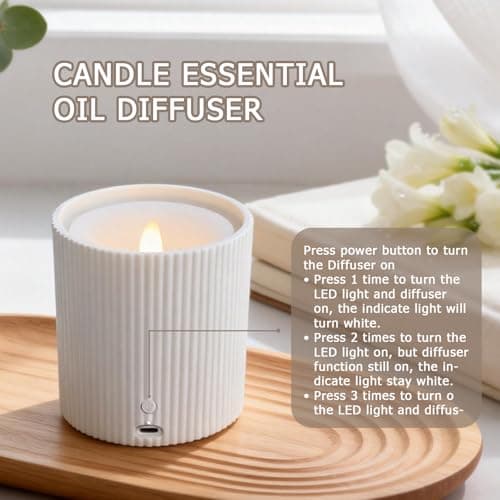 2 in 1 Waterless Essential Oil Diffuser and 3D Wick and Realistic Flame Candle,Flameless Candle Diffuser,USB Power Supply LED Candle Waterless Diffuser 12PCS Cotton Pads(No Rechargeable Battery) - Thumbnail 5