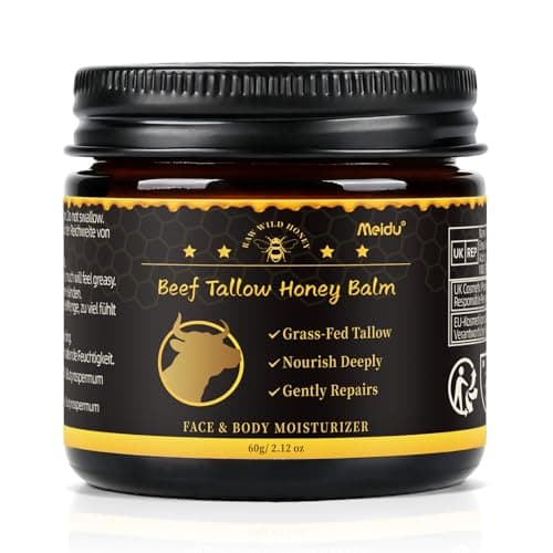 IIIMEIDU Tallow and Honey Balm, Beef Tallow for Skin, Tallow Face Moisturizer with 100% Organic Grass-Fed Beef Tallow & Raw Wild Honey, Natural Formula for Face & Body for Men Women - Image 1