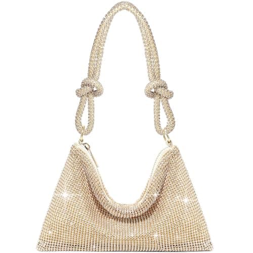 GEMIU Evening Bag Sparkle Purses for Women, Rhinestone Clutch Purse for Women Dressy Sequin Purse Gold - Image 1